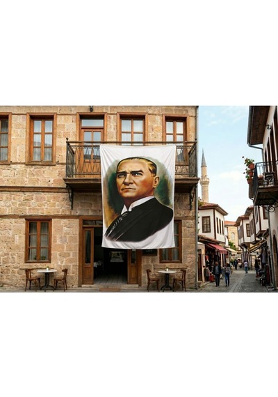 Mustafa K. Atatürk Portresi Poster Bayrak Premium Raşel Kumaş 300x450cm Ata12 Diğer