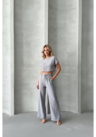 Kadın Basic Stil İkili Takım Gri