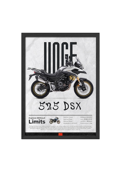 Voge 525 Dsx Siyah Ahşap Çerçeveli Poster, Motosiklet Duvar Tablosu