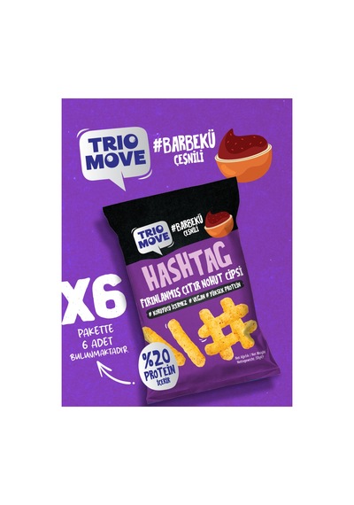 Hashtag Fırınlanmış Nohut Cipsi Barbekü Çeşnili 6 Adet Trio Move