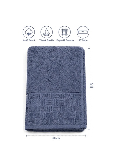 El Yüz Havlusu 50x90 Cm Kısmi Kadife Terra Collection Lacivert