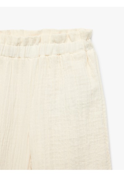 Koton Pamuklu Beli Lastikli Müslin Geniş Paça Pantolon Pembe 6smg40060aw Gül