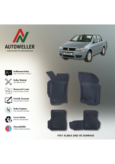 Fiat Albea 2002 Sonrası Uyumlu Havuzlu Oto Paspas