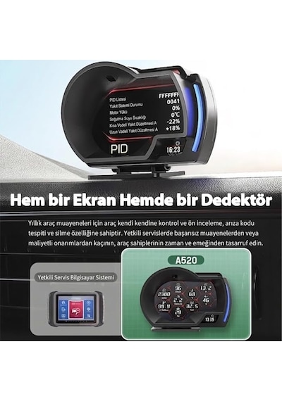 A520 Obd2 + Gps Head Up Display Hud, Dijital Hız Göstergesi, Rpm & Sıcaklık & Basınç Ta