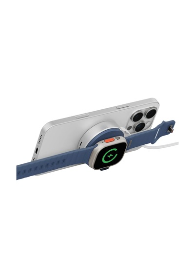Energea Magduo Arc 2in1 80cm Dahili Kablolu 15w Telefon Saat Hızlı Şarj Standı - Mavi