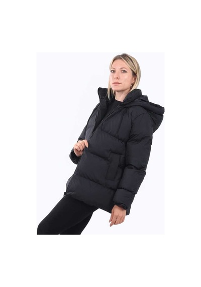 Nevege Butik Kadın Siyah Kapüşonlu Cepli Şişme Mont Siyah