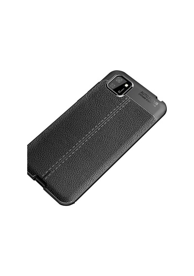 Huawei Y5p Kılıf Niss Deri Desenli Silikon Kılıf Siyah