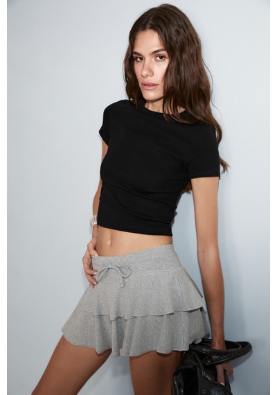 ETHIQUET Ethıquet Zolen Kadın Yumuşak Ve Esnek Kumaşlı Organik Pamuklu Kısa Kollu Crop Siyah T-shirt