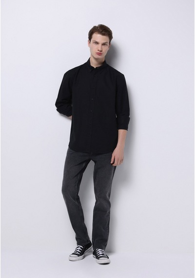 Colin's Colins Regular Fit Shirt Neck Düz Erkek Siyah Uzun Kol Gömlek Cl1074489 Q1.v1 Blk