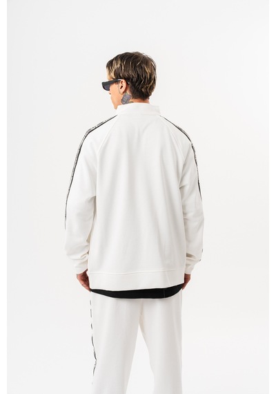 Respire Erkek Splash Şerit Detaylı Dik Yaka Doubleface Zip Oversize Sweatshirt Ekru
