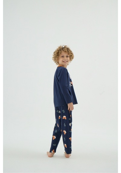 Zeyzey 8955 Erkek Ç. Baskılı Pijama Takım Lacıvert/3-4yas Lacivert