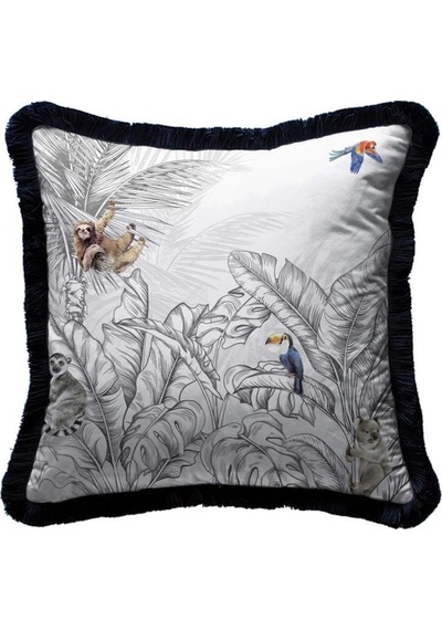 Palmiye Yaprak Tasarımlı Yastık 45x45 Cm Dolgu Boncuk Elyaf, Ulusl.yıkama Ve Solmama Sertifikası Çok Renkli