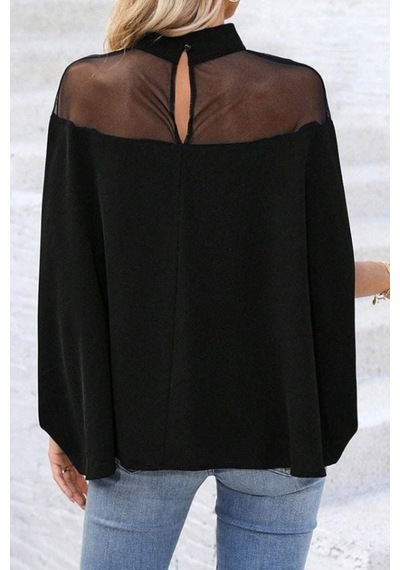 Butik İstanbul Kadın Balıkçı Yaka Tül Detaylı Yanlardan Açık Geniş Kesimli Sandy Bluz Siyah Butik İstanbul Kadın Balıkçı Yaka Tül Detaylı Yanlardan Açık Geniş Kesimli Sandy Bluz Siyah