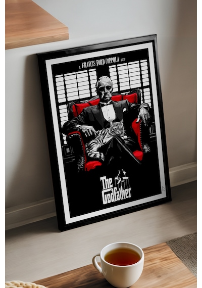The Godfather Siyah Ahşap Çerçeveli Poster, Dekoratif Film Duvar Tablosu