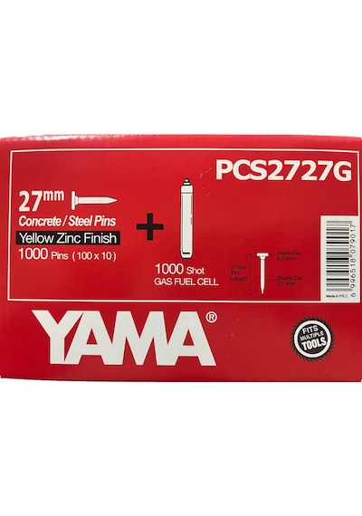 Yama Pcs2727g Gazlı Tabanca Beton Çivisi 27mm 1000 Adet + Gaz