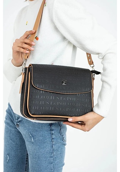Just Polo Kadın Günlük Kullanıma Uygun Büyük Boy Şık El & Omuz Çantası Shoulder Bag Siyah Taba