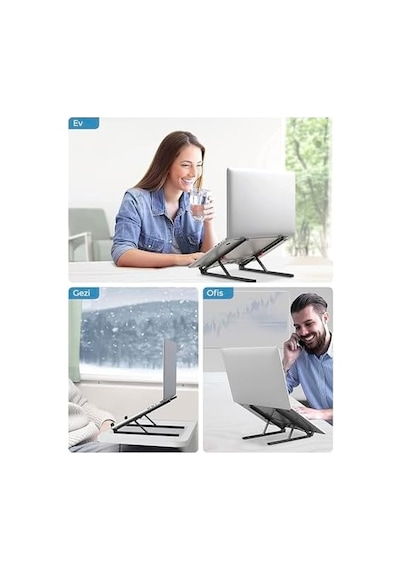 Saiji X2 Taşıma Çantalı Alüminyum Notebook Laptop Standı Siyah