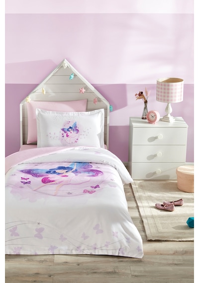 Özdilek Fairies Tek Kişilik Lastikli Çarşaf Nevresim Takımı Lila
