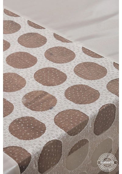 Miranda Lüx Dantelli Monoray Kumaş Krem Masa Örtüsü 170x330 Cm - 1004 Çok Renkli