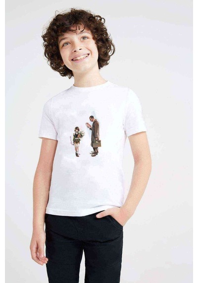 Tshirthane Leon Mathilda Baskılı Unisex Çocuk Beyaz T-Shirt