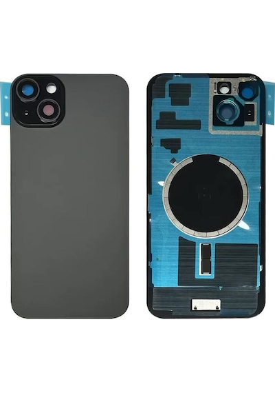 Apple Uyumlu iPhone 15 Plus Siyah Full Nfc Ve Demirli Arka Kapak Batarya Kapağı Pil Kapağı Siyah