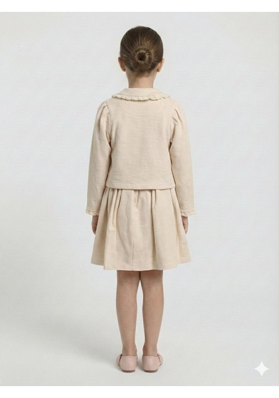 Xo Kids Kız Çocuk Elbise + Bolero 5-8 Yaş 52143 Bej