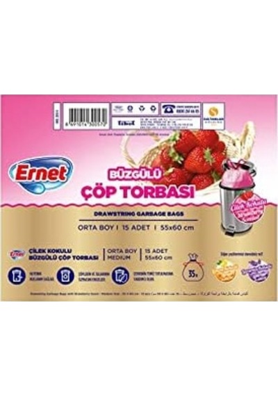 Ernet Çöp Torbası Büzgülü Orta 20'li Çilek 2103