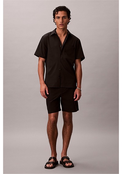 Calvin Klein Ss Solid Seersucker Erkek Gömlek Siyah