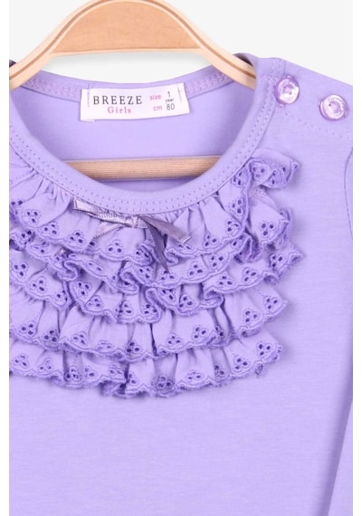 Breeze Kız Çocuk Uzun Kollu Tişört Güpürlü Fiyonklu 6 Ay-8 Yaş, L ((541266795)