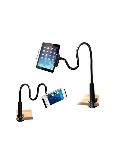 Masa Kenarı Akrobat Telefon Ve Tablet Tutucu Standı 360 Derece Oynar Başlıklı-siyah