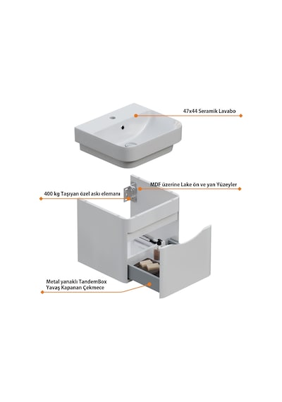Aqua Bagno Piccolo 2.0 Alt Dolap 48 Cm. Parlak Beyaz -lavabo Dahil Beyaz Aqua Bagno Piccolo 2.0 Alt Dolap 48 Cm. Parlak Beyaz -lavabo Dahil Beyaz