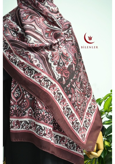 Bilenler Etnik Desenli Pamuklu Şal 70x190 Cm Bordo