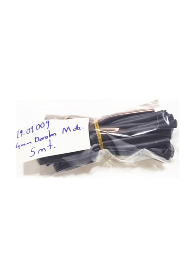 4mm Isı İle Daralan Siyah Makaron 5 Metre, Daralma Oranı 2/1, Çalışma -55/+125 Derece