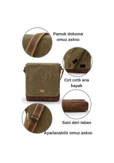 Dark Cotton 7112 Western Kahverengi Suya Dayanıklı Mumlu Kanvas Postacı Omuz Laptop Okul Çantası Camel