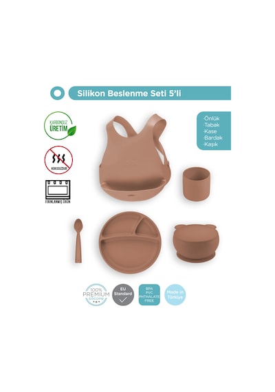 Woody Brown Beşli Set Önlük+tabak+kase+bardak+kaşık