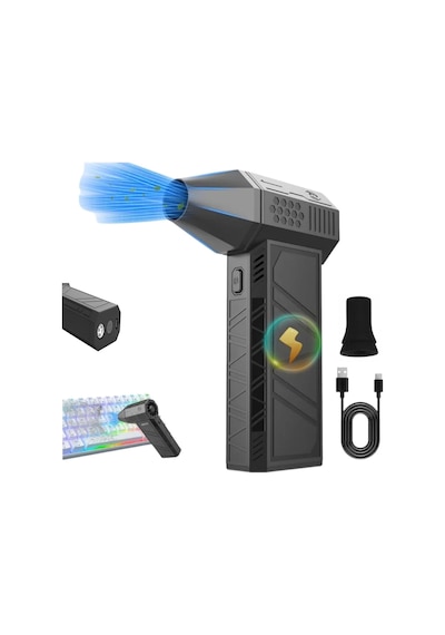 Aee Turbo Jet Fan 120.000 Rpm Şarjlı Ek Başlıklı 3 Kademeli Fenerli Basınçlı Hava Püskürtme Temizleyici Taşınabilir Toz Üfleme Pc Klavye Kasa Oto Araç Kurutucu Su İtici Araba Temizliği Mangal Fanı