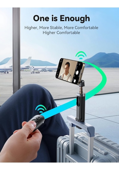 Lexroo Magsafe Selfie Çubuğu 4'ü 1 Arada Seyahat Aletleri 360 Dönebilir Uzatılabilir Cep Telefonu