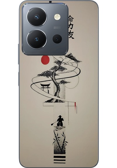 Vivo Y36 Uyumlu Japon Felsefesi Baskılı Silikon Kılıf Renkli