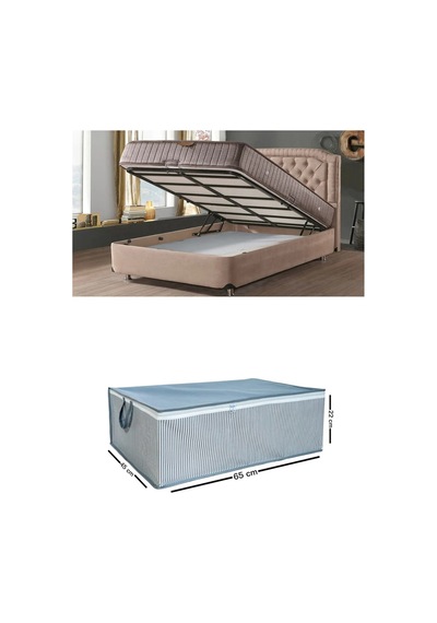 5 Adet Çizgili Baza Tipi Hurc - Baza Altı Büyük Boy Saklama Hurcu 65 X 45 X 22 Cm Ekicihome0008-5 Po Diğer