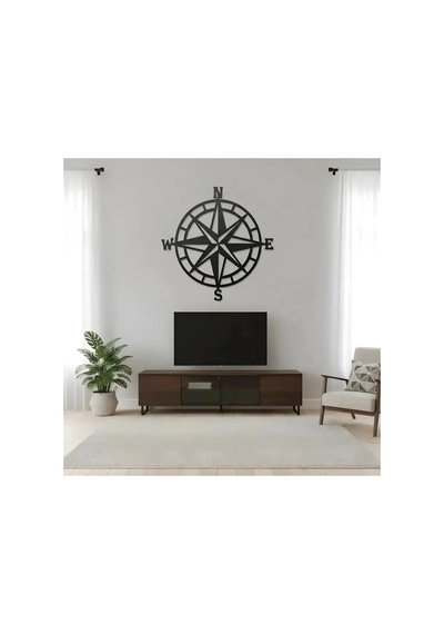 Pusula Metal Duvar Tablosu - Metal Duvar Sanatı - Beyaz - 75 X 75 Cm