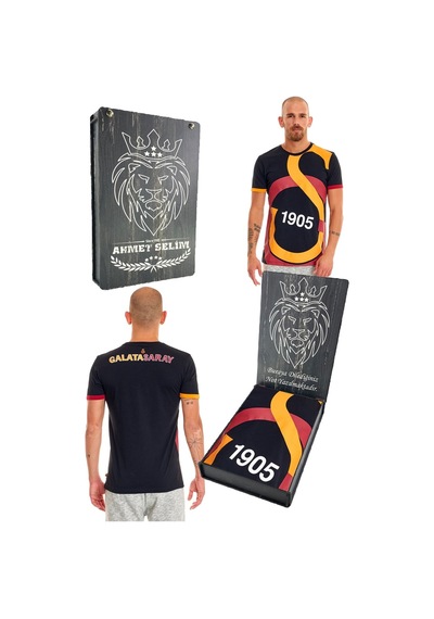 Galatasaray Unisex Siyah Arma T-shirt Kişiye Özel Kutulu 001