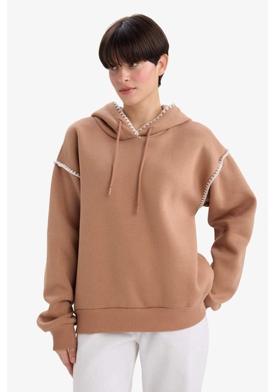 Defacto Overshirt Fit Kapüşonlu Sweatshirt G3318ax25aubn336 Kahve