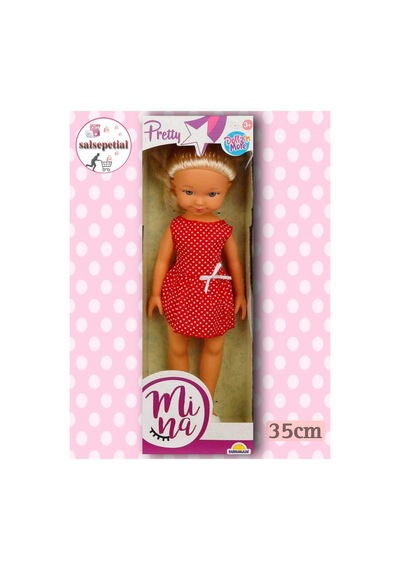 Büyük Boy Et Bebek 35cm Mina Kırmızı Puantiyeli Elbiseli Bebek Gerçekçi Mina Model Bebek 35cm