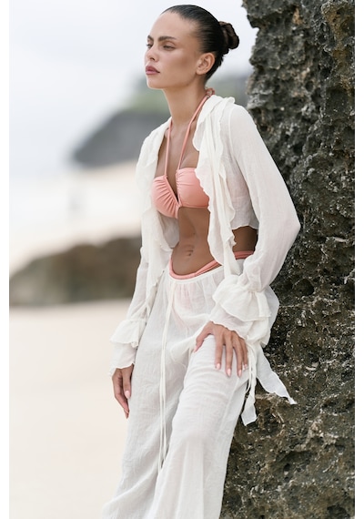 Mai Collection Mai Studios Co. Olivia Ekru Gömlek Pantolon Takım Ekru