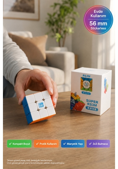 Moyu Super Rs3m 3x3 Manyetik Hız Küpü Stickerless 9 Kademeli Ayarlanabilir Speed Cube Mf8828 5,6 Cm