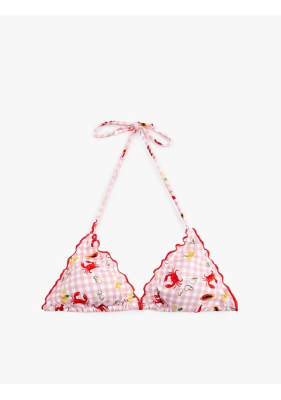 Koton Koton X Sibil Çetinkaya - Fırfırlı Yengeç Baskılı Pötikareli Üçgen Bikini Üstü Pembe Desenli 6sak10259mm Koton Koton X Sibil Çetinkaya - Fırfırlı Yengeç Baskılı Pötikareli Üçgen Bikini Üstü Pembe Desenli 6sak10259mm