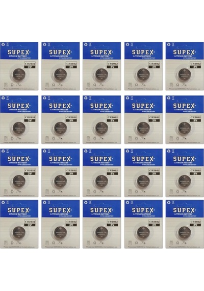 Supex Extra Long Battery CR2032 3V Lityum Düğme Pil 20'li