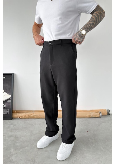 Siyah Fitilli Baggy Pantolon