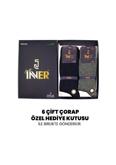 Just Inner Erkek 6 Lı Viskon Çorap Kışlık Koyun Yünü Ergonomik Günlük Çorap 13600 Renkli