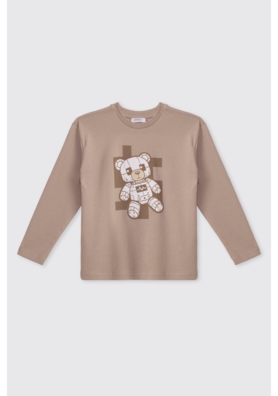 Panço Erkek Çocuk Ayıcık Baskılı Bej Pijama Takımı 2621bk39005 Krem